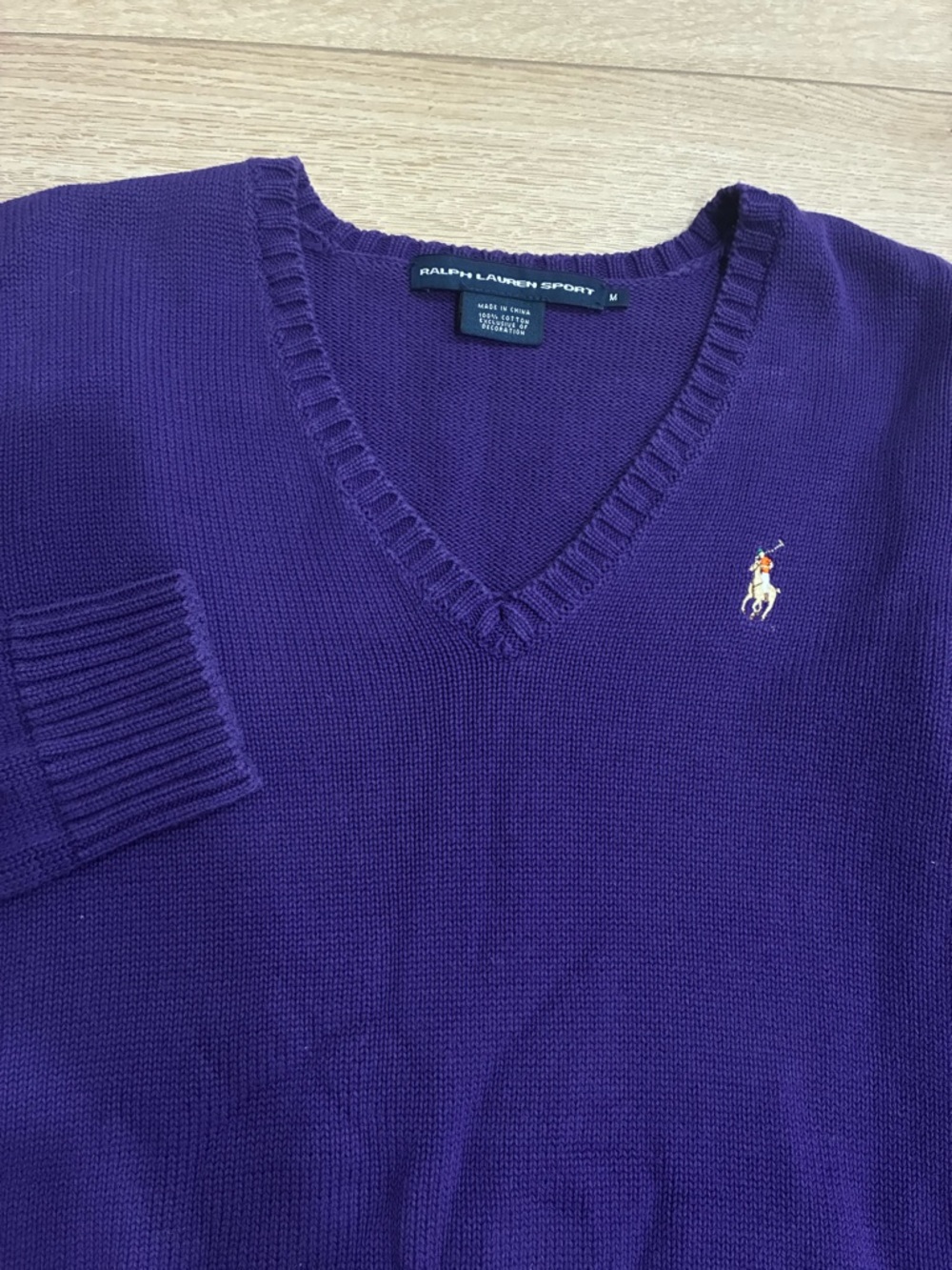 Vintage Ralph Lauren Sport Women’s V-neck Flesh Pony Sweater Cotton Size M